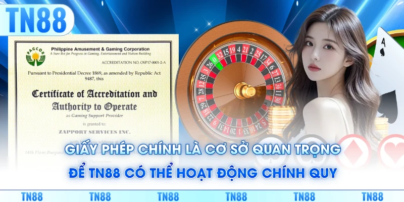 Giấy phép chính là cơ sở quan trọng để TN88 có thể hoạt động chính quy